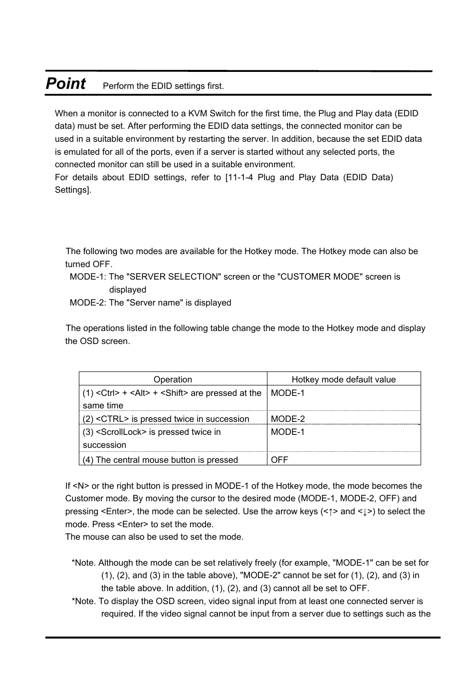 Point, Kvm switch operation | FUJITSU SERVIS KVM USB Emulation FS-1108AU/FS1108MU User Manual | Page 26 / 60