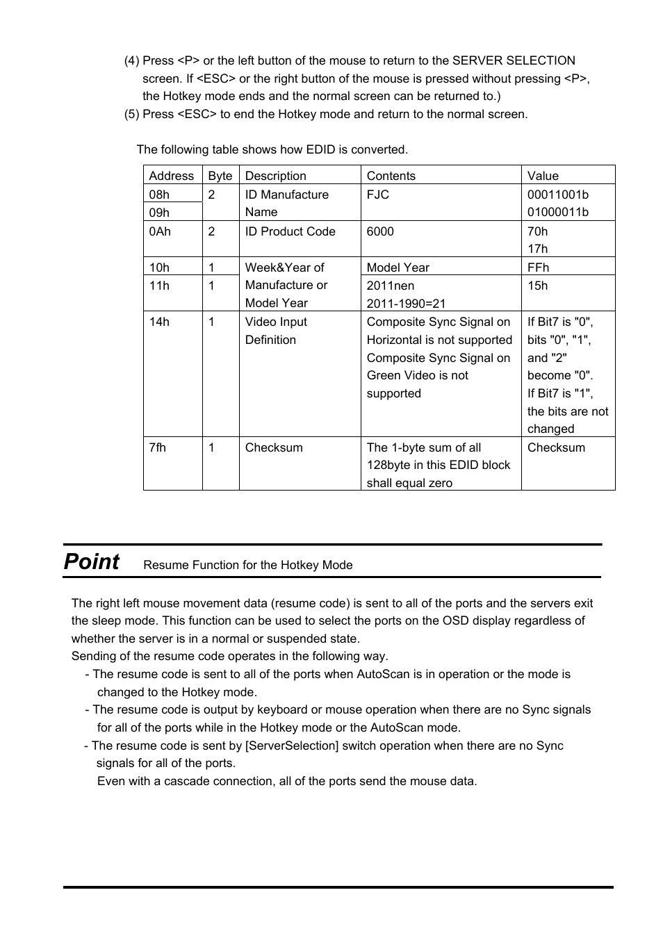 Point | FUJITSU SERVIS KVM USB Emulation FS-1108AU/FS1108MU User Manual | Page 30 / 60