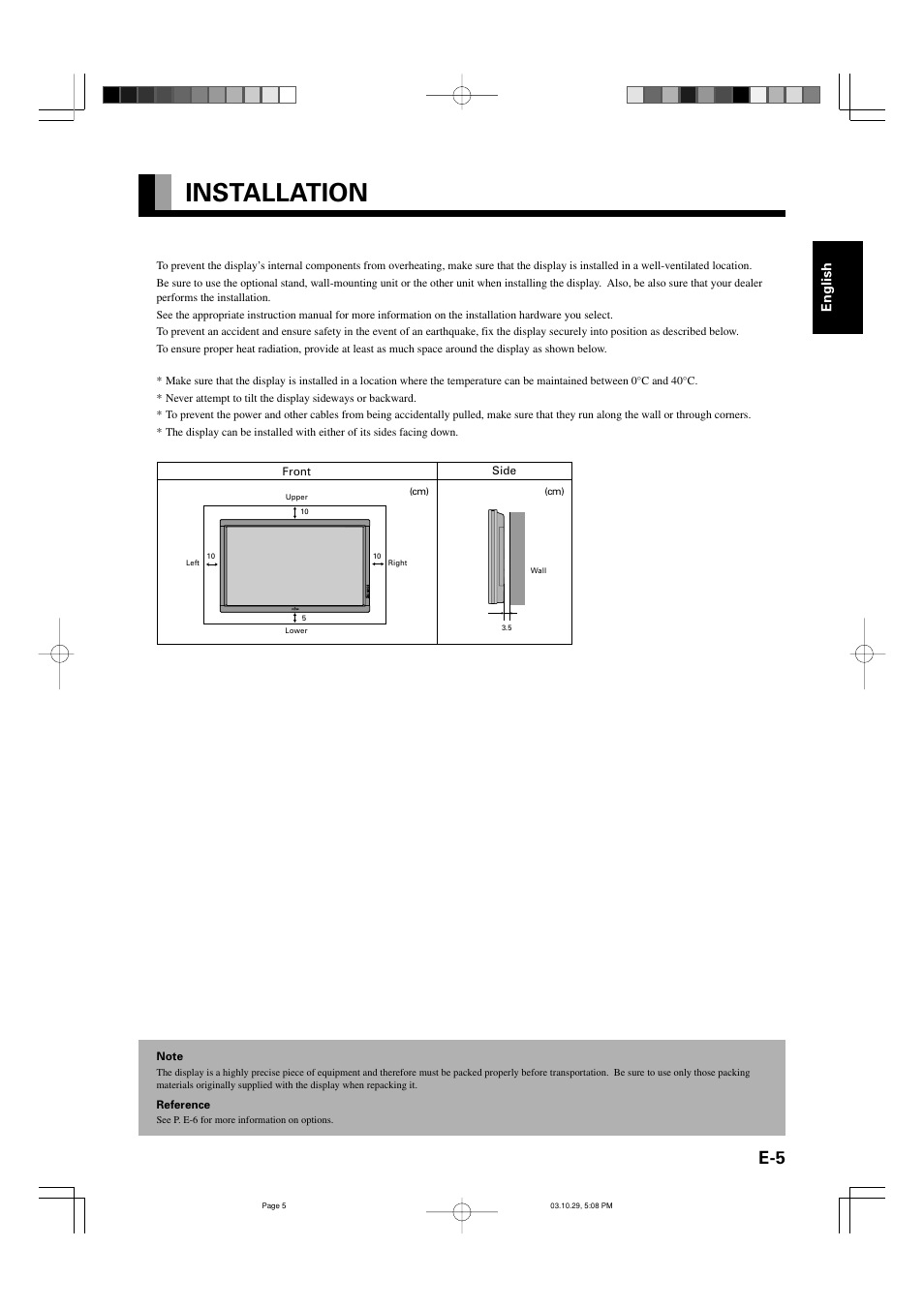 Installation, English | FUJITSU P50XHA30E User Manual | Page 5 / 7