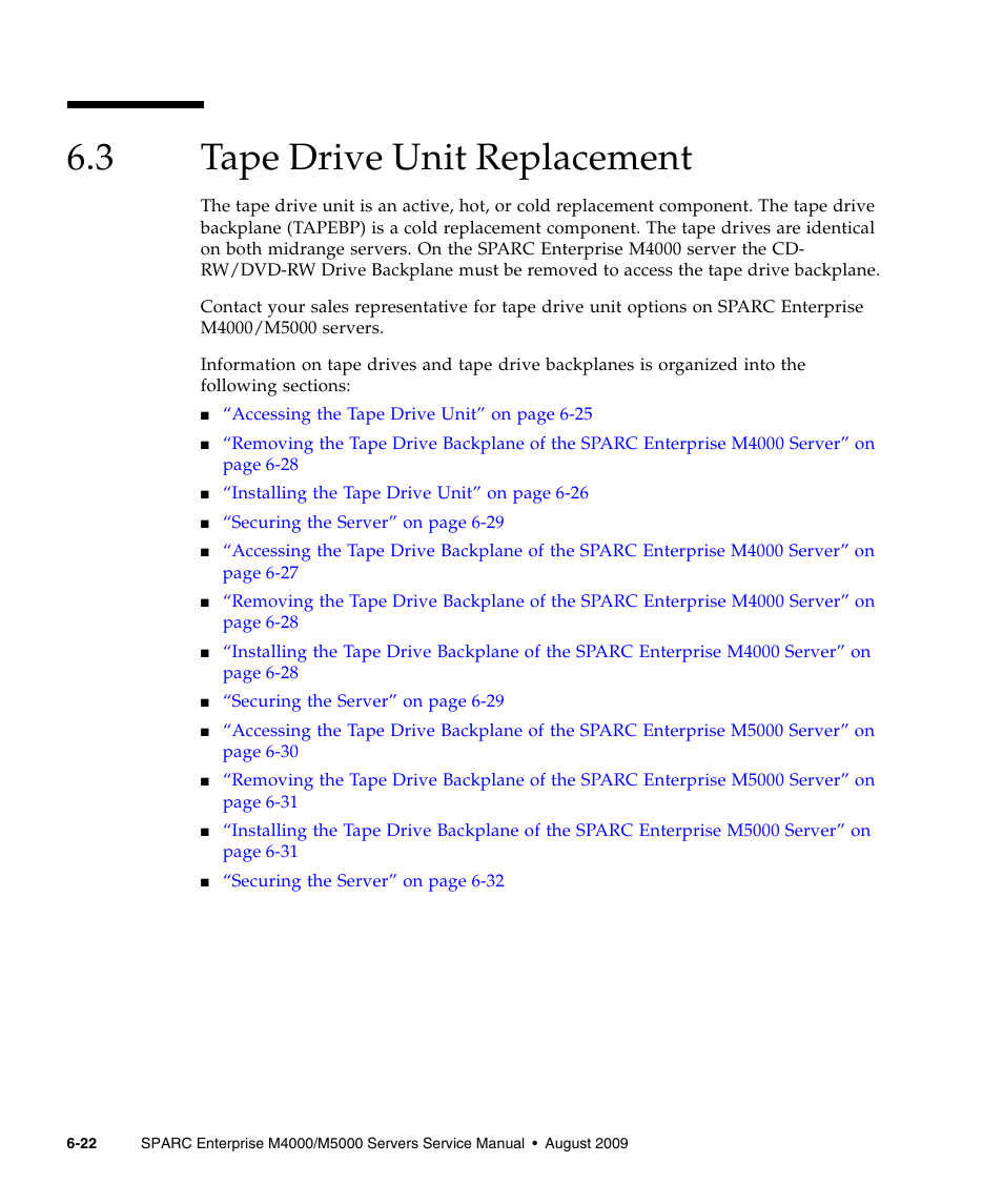 3 tape drive unit replacement, Tape drive unit replacement | FUJITSU SPARC ENTERPRISE M5000 User Manual | Page 128 / 308