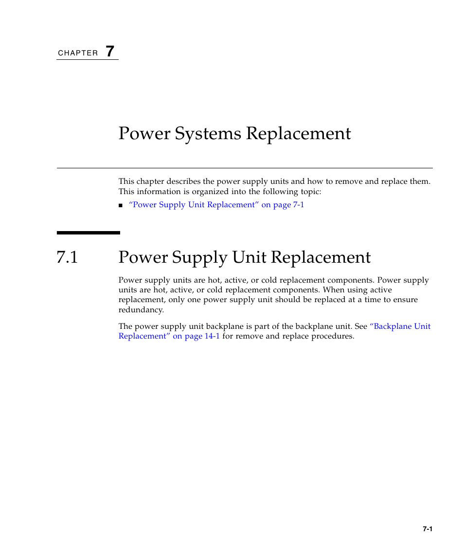 Power systems replacement, 1 power supply unit replacement, Power supply unit replacement | FUJITSU SPARC ENTERPRISE M5000 User Manual | Page 139 / 308
