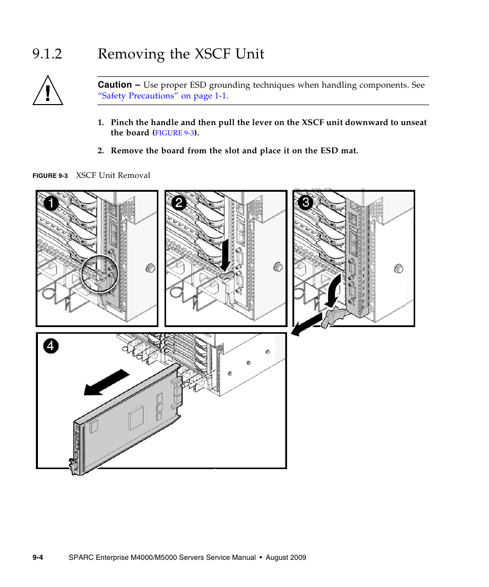 2 removing the xscf unit, Removing the xscf unit | FUJITSU SPARC ENTERPRISE M5000 User Manual | Page 174 / 308