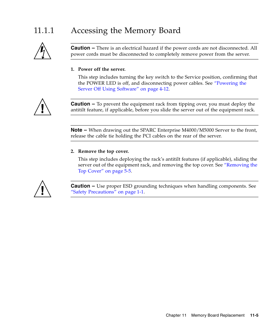 1 accessing the memory board, Accessing the memory board | FUJITSU SPARC ENTERPRISE M5000 User Manual | Page 201 / 308