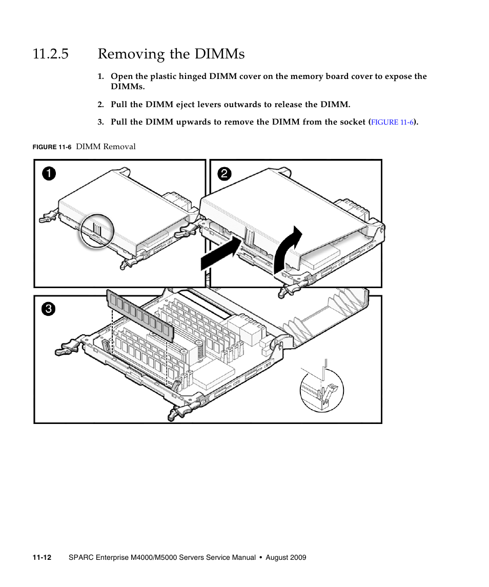 5 removing the dimms, Removing the dimms | FUJITSU SPARC ENTERPRISE M5000 User Manual | Page 208 / 308