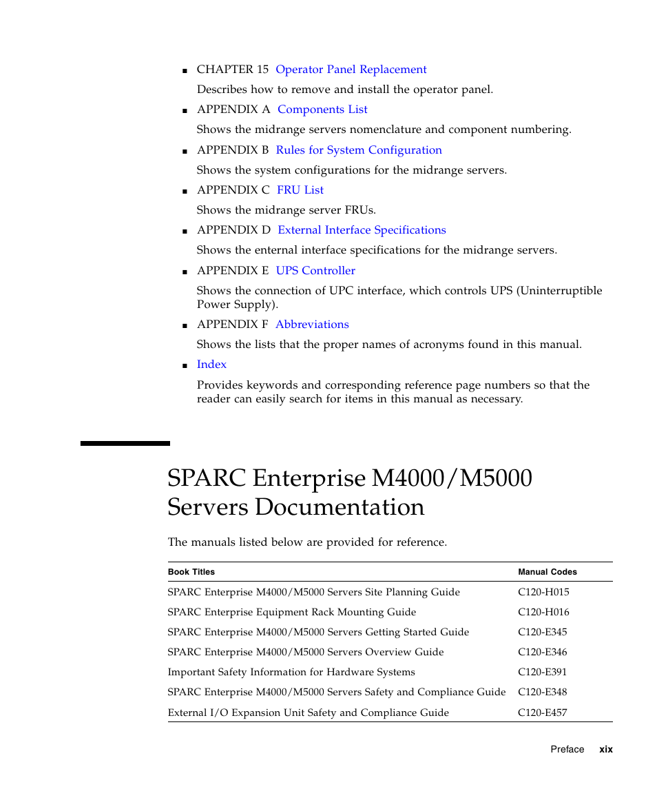 FUJITSU SPARC ENTERPRISE M5000 User Manual | Page 21 / 308