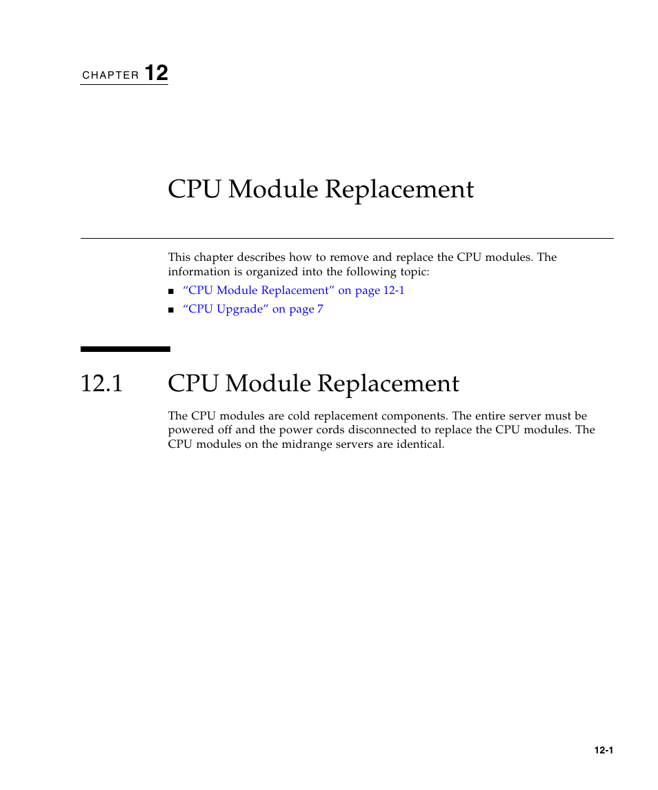 Cpu module replacement, 1 cpu module replacement | FUJITSU SPARC ENTERPRISE M5000 User Manual | Page 211 / 308