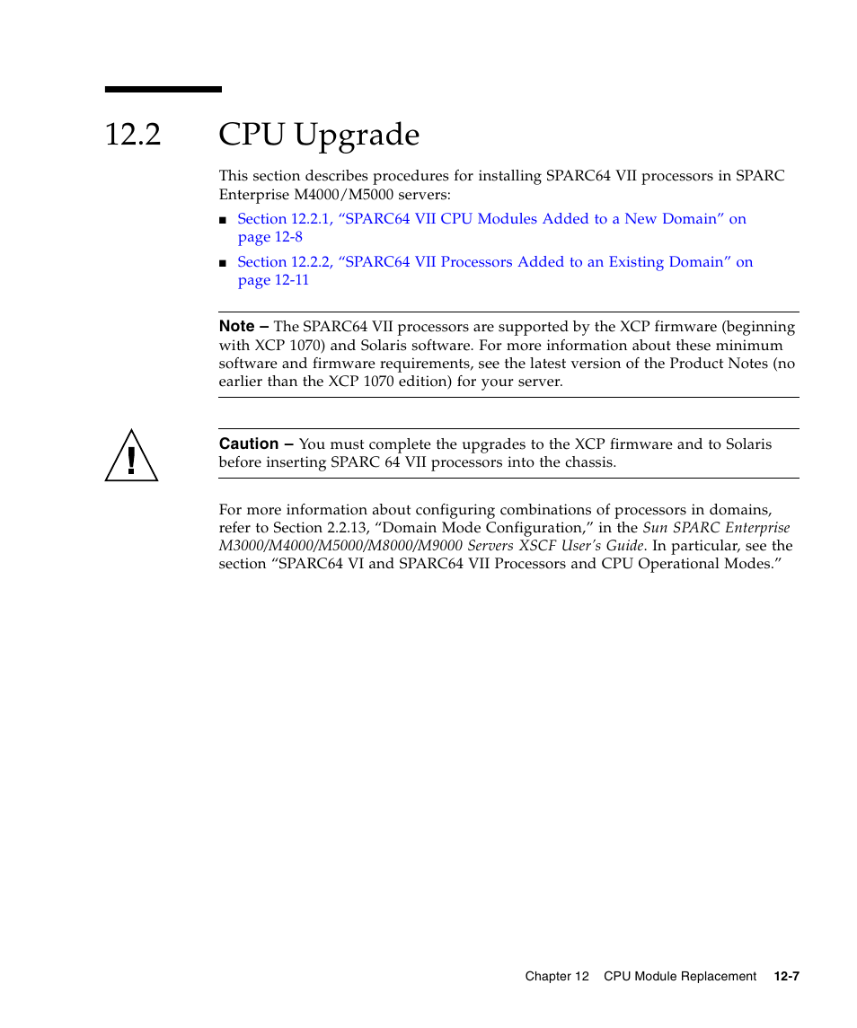 2 cpu upgrade, Cpu upgrade | FUJITSU SPARC ENTERPRISE M5000 User Manual | Page 217 / 308