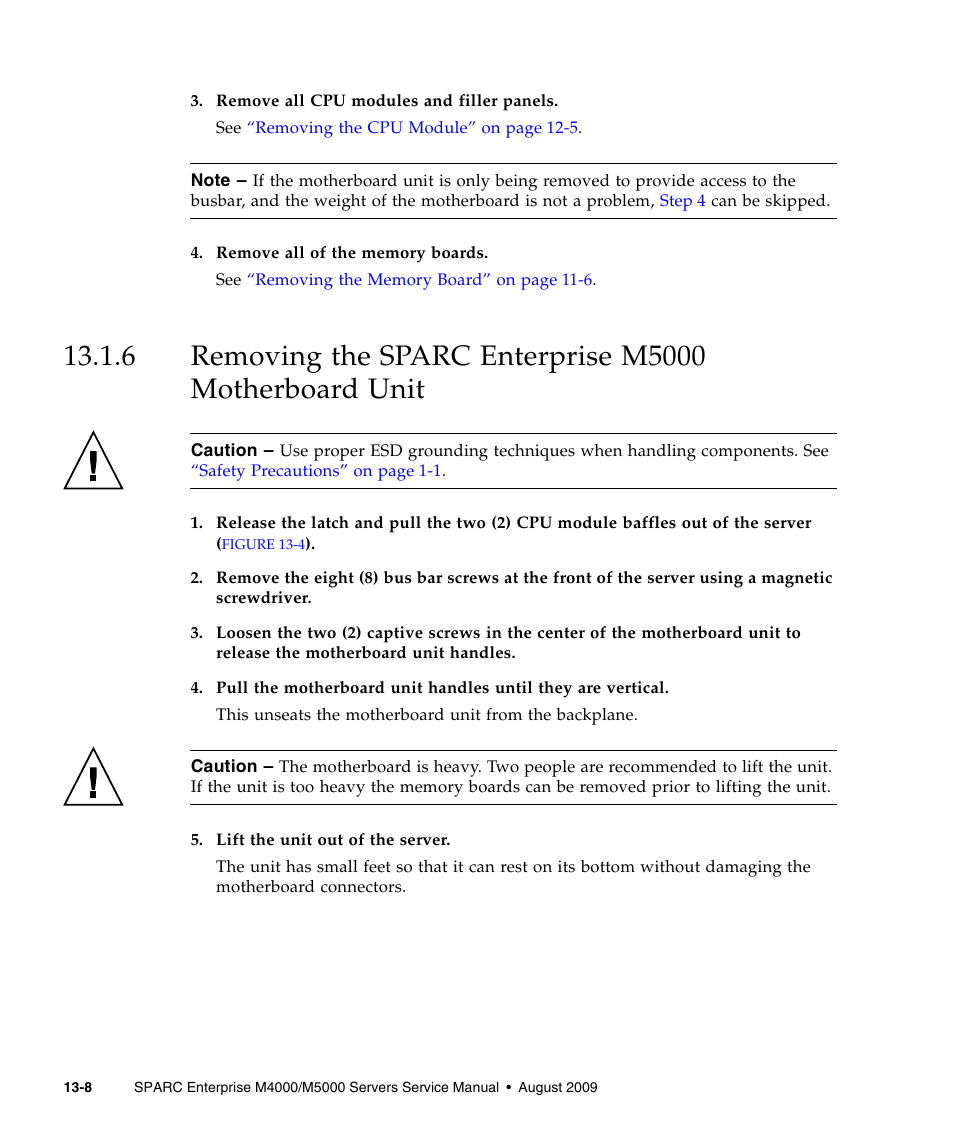 Removing the sparc | FUJITSU SPARC ENTERPRISE M5000 User Manual | Page 234 / 308