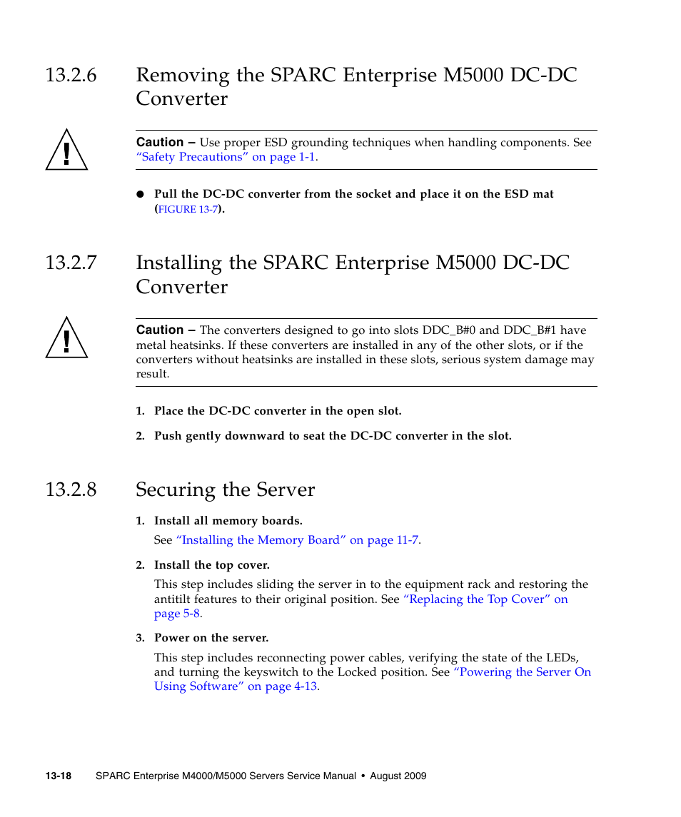 8 securing the server, Securing the server | FUJITSU SPARC ENTERPRISE M5000 User Manual | Page 244 / 308