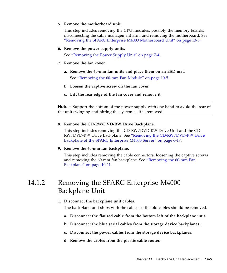 Removing the sparc enterprise m4000 backplane unit | FUJITSU SPARC ENTERPRISE M5000 User Manual | Page 251 / 308