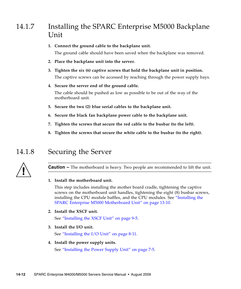 8 securing the server, Securing the server | FUJITSU SPARC ENTERPRISE M5000 User Manual | Page 258 / 308