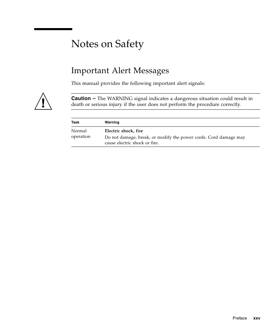 Important alert messages | FUJITSU SPARC ENTERPRISE M5000 User Manual | Page 27 / 308