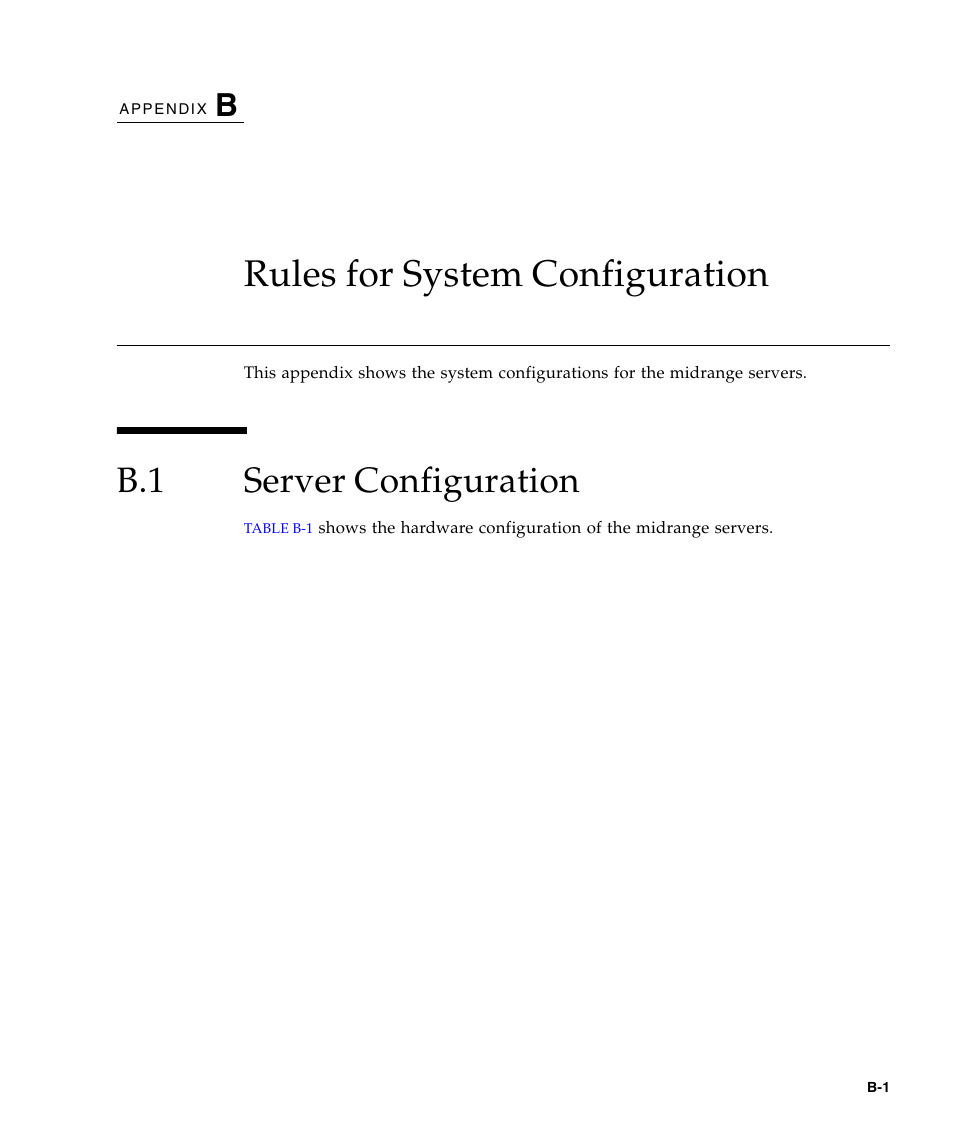 Rules for system configuration, B.1 server configuration, B. rules for system configuration | Server configuration, Ndix b | FUJITSU SPARC ENTERPRISE M5000 User Manual | Page 275 / 308