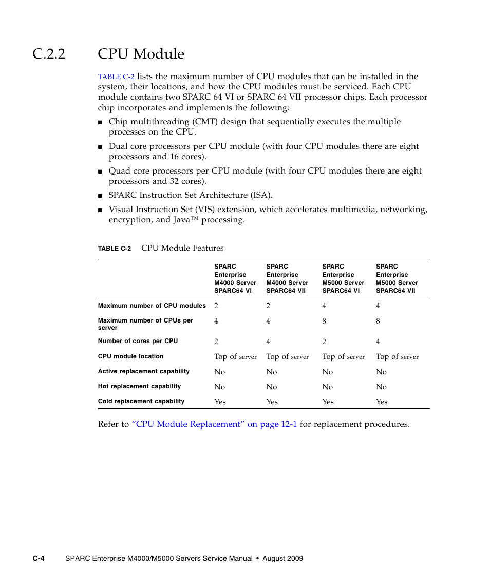 C.2.2 cpu module, C.2.2, Cpu module | FUJITSU SPARC ENTERPRISE M5000 User Manual | Page 282 / 308