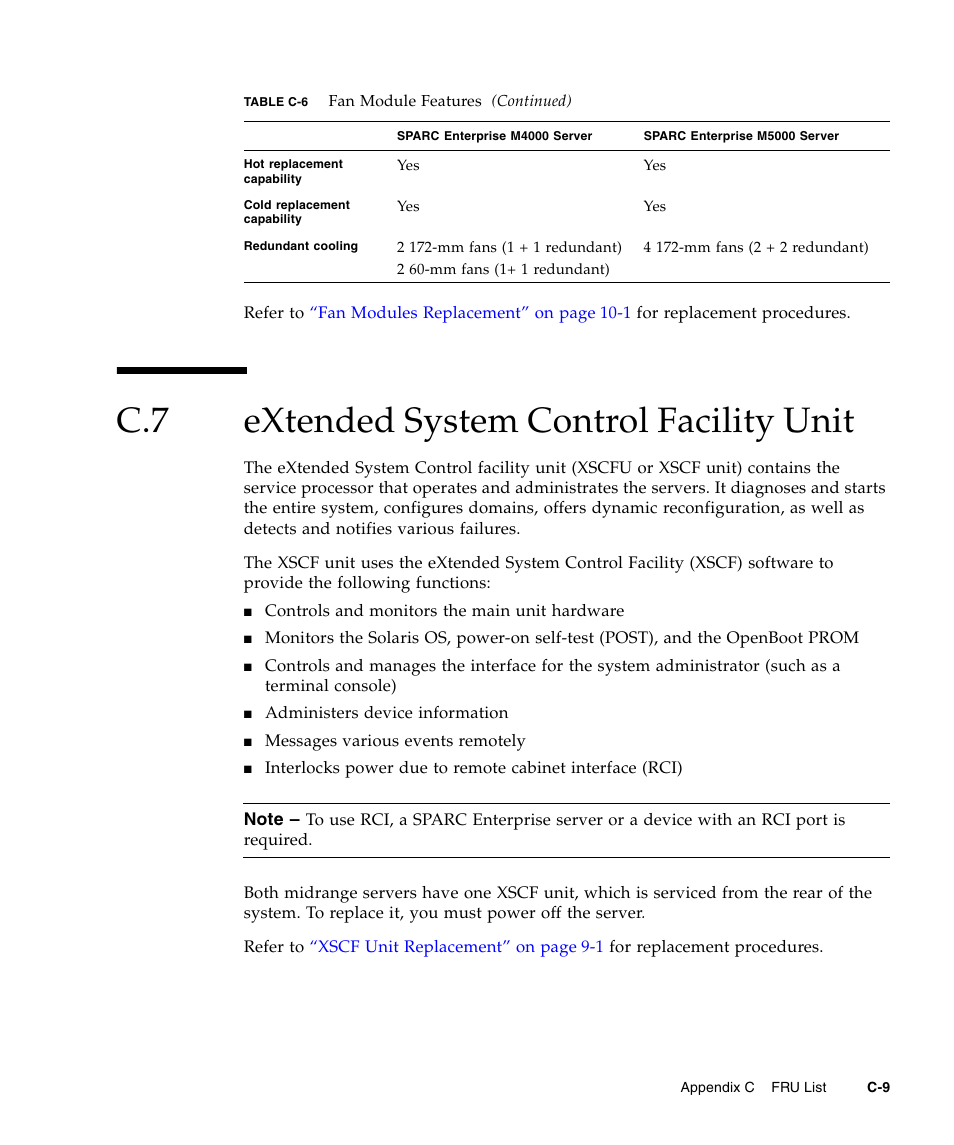 C.7 extended system control facility unit, Extended system control facility unit | FUJITSU SPARC ENTERPRISE M5000 User Manual | Page 287 / 308