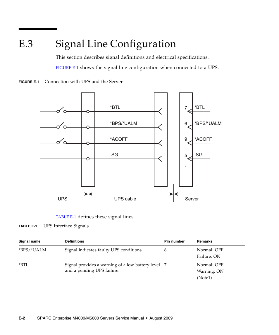 E.3 signal line configuration, Signal line configuration | FUJITSU SPARC ENTERPRISE M5000 User Manual | Page 296 / 308