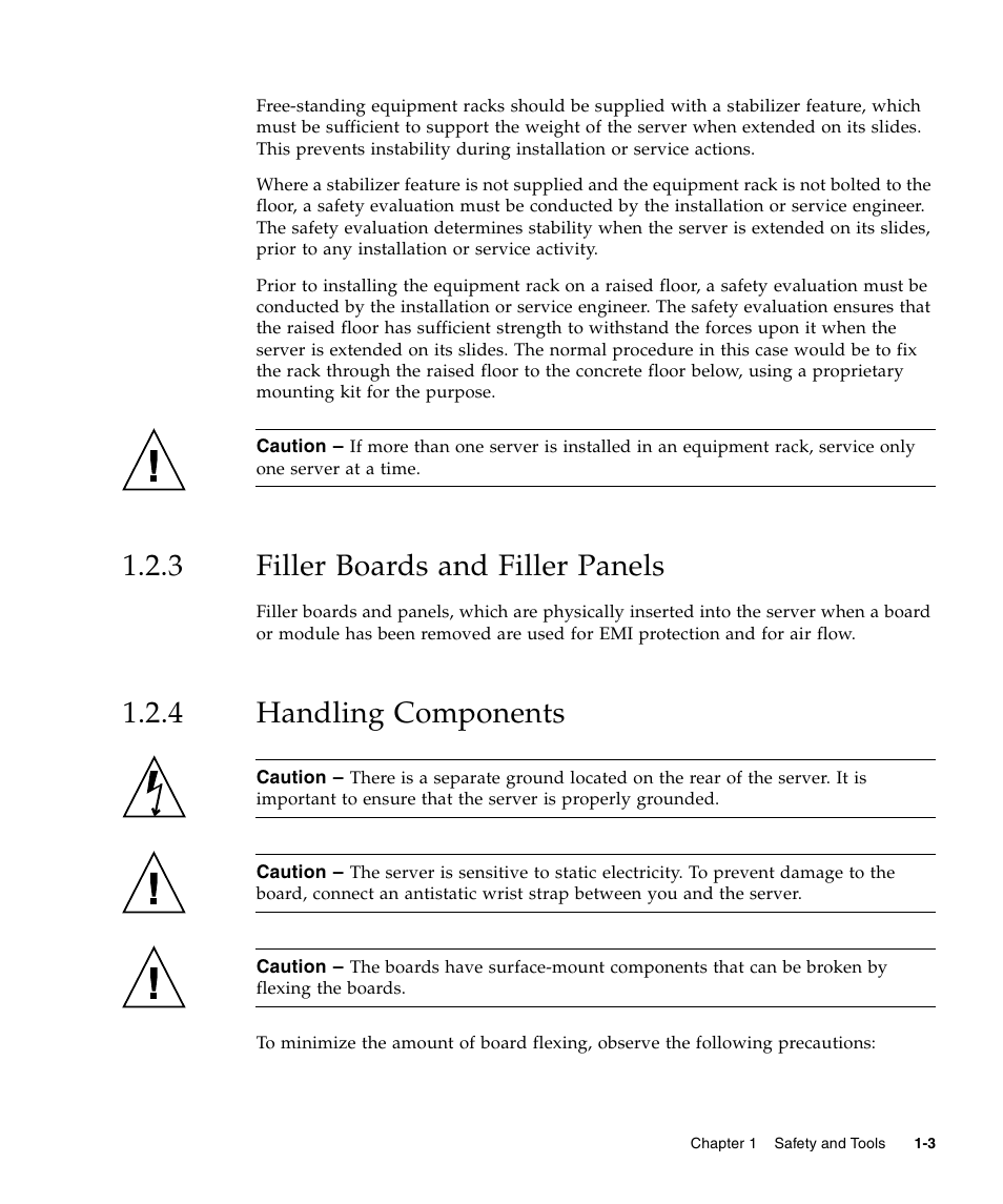 3 filler boards and filler panels, 4 handling components, Filler boards and filler panels | Handling components | FUJITSU SPARC ENTERPRISE M5000 User Manual | Page 37 / 308
