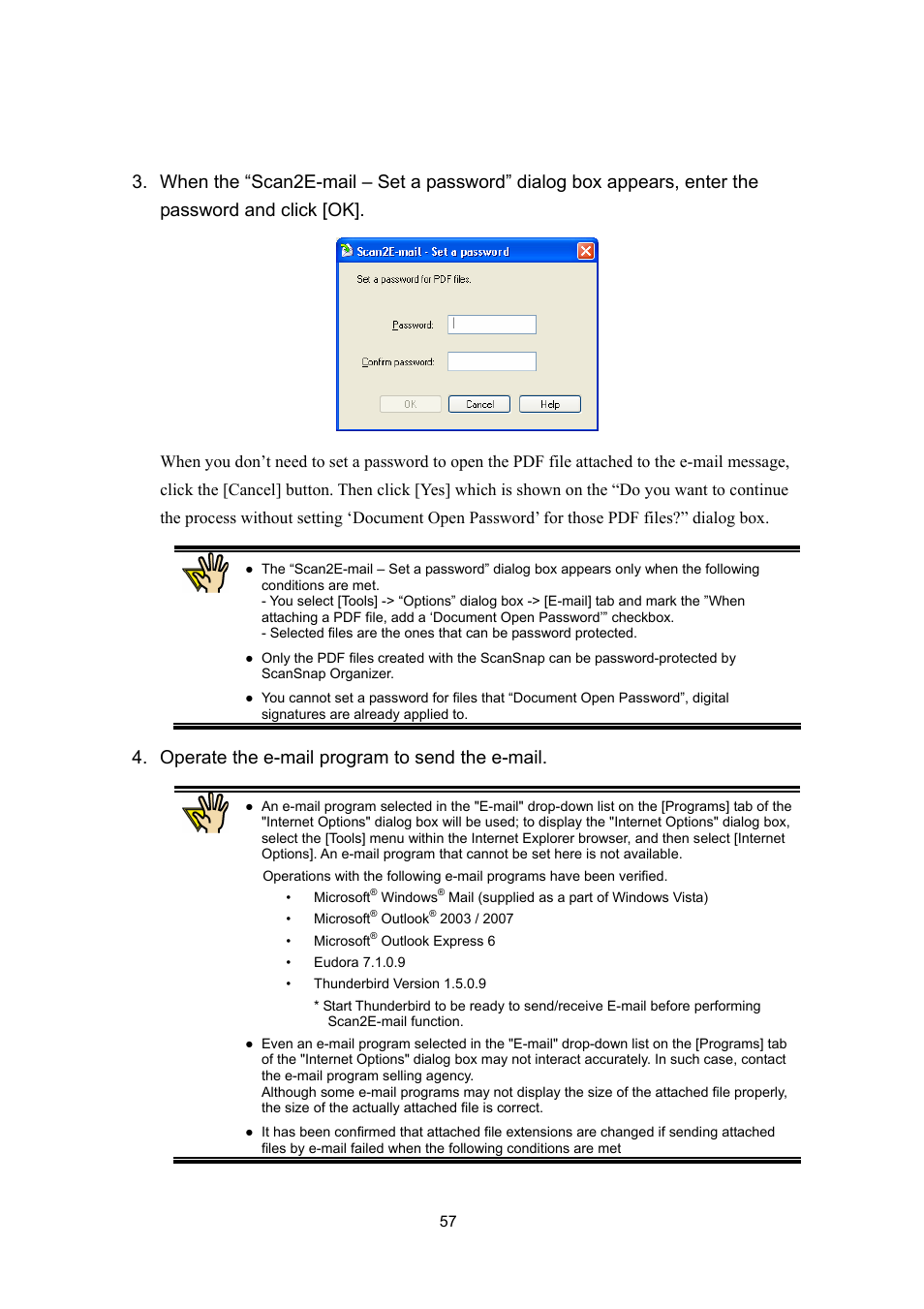 Operate the e-mail program to send the e-mail | FUJITSU SCANSNAP P2WW-2300-01ENZ0 User Manual | Page 59 / 81