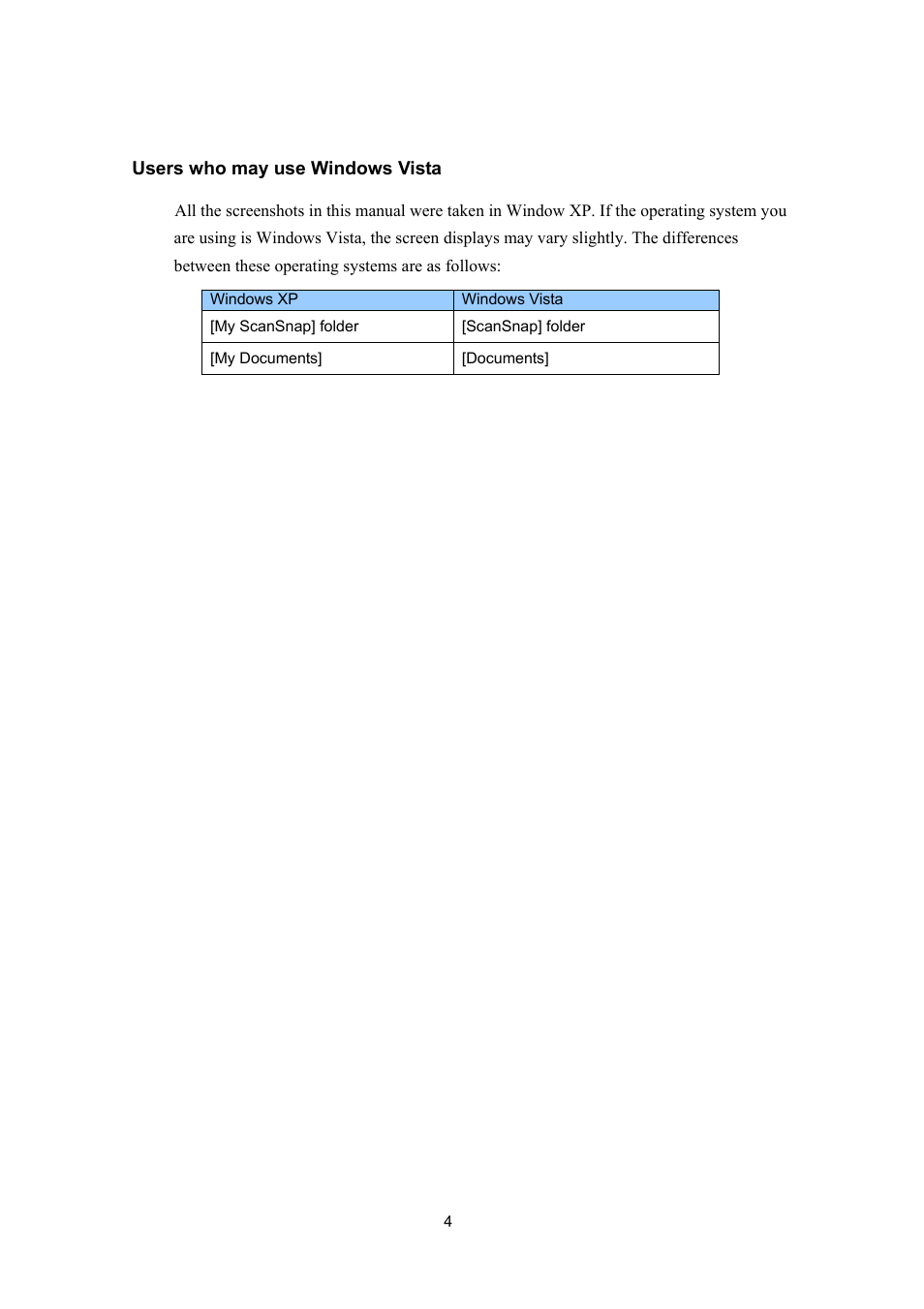 Users who may use windows vista | FUJITSU SCANSNAP P2WW-2300-01ENZ0 User Manual | Page 6 / 81