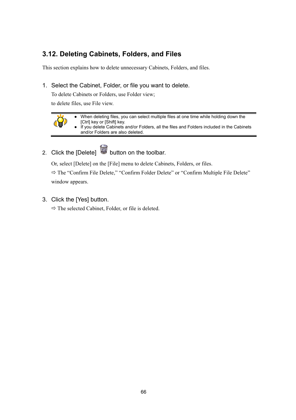 Deleting cabinets, folders, and files | FUJITSU SCANSNAP P2WW-2300-01ENZ0 User Manual | Page 68 / 81