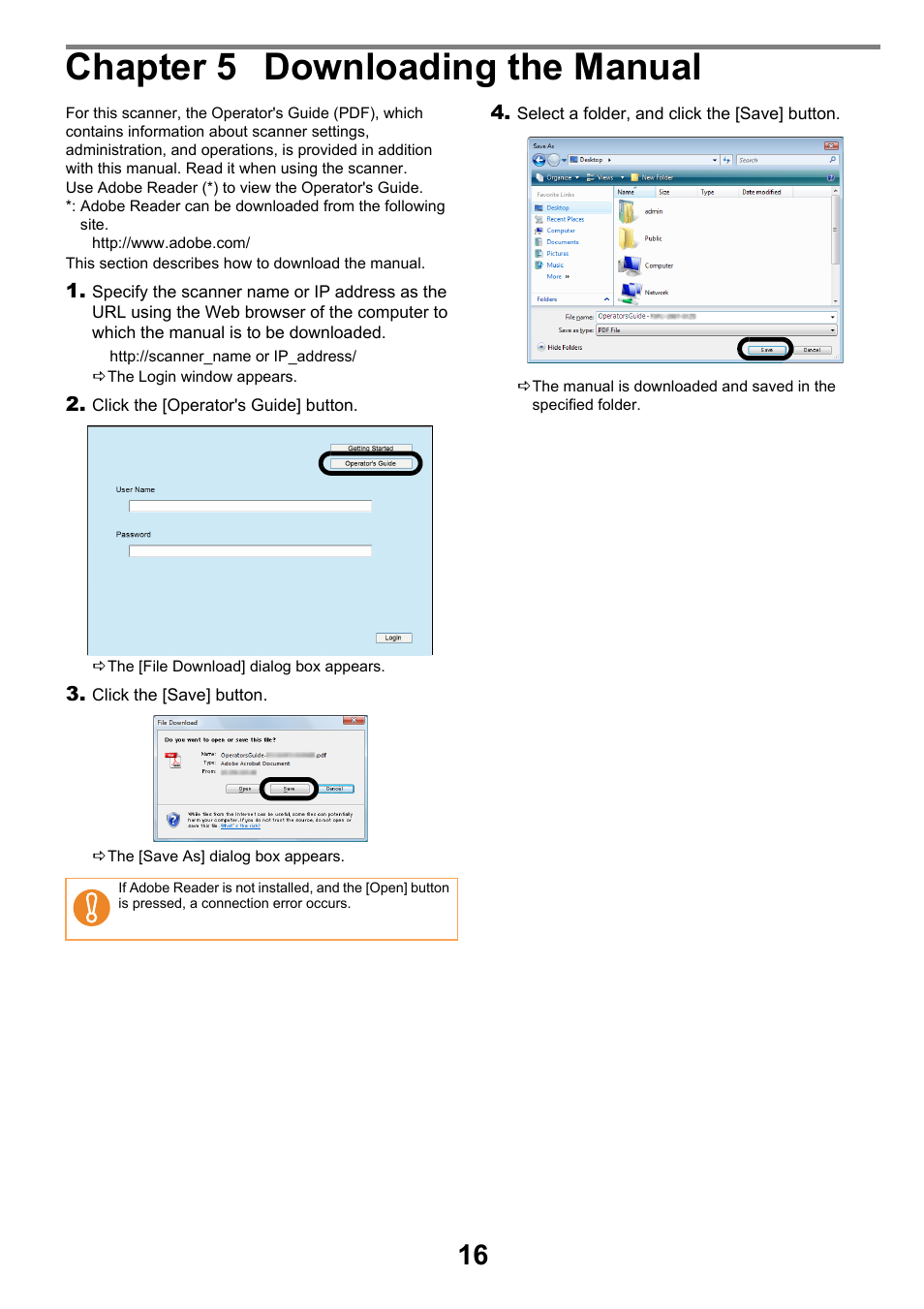 Chapter 5 downloading the manual | FUJITSU SCANSNAP NETWORK SCANNER N1800 User Manual | Page 16 / 23