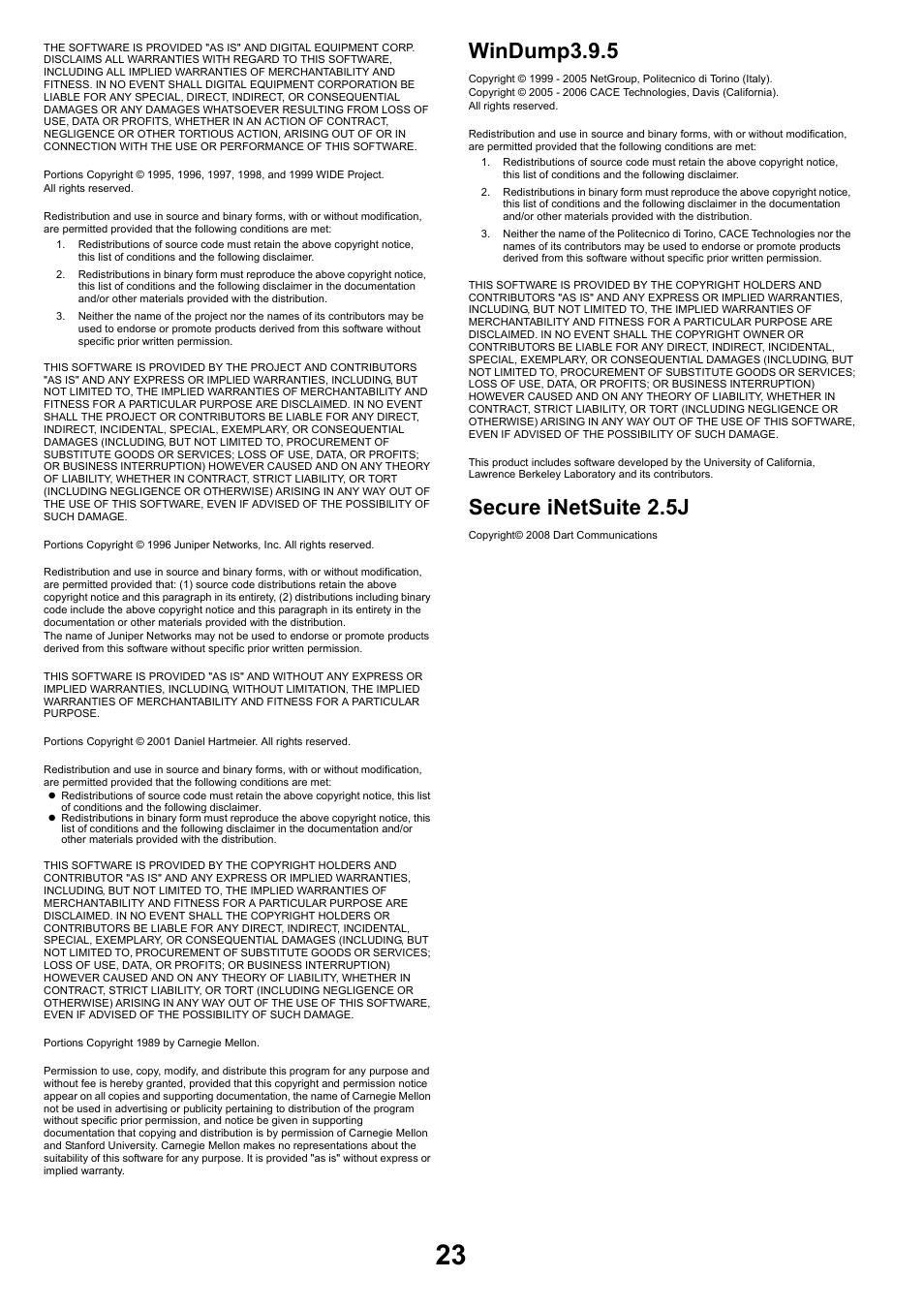 Windump3.9.5, Secure inetsuite 2.5j | FUJITSU SCANSNAP NETWORK SCANNER N1800 User Manual | Page 23 / 23