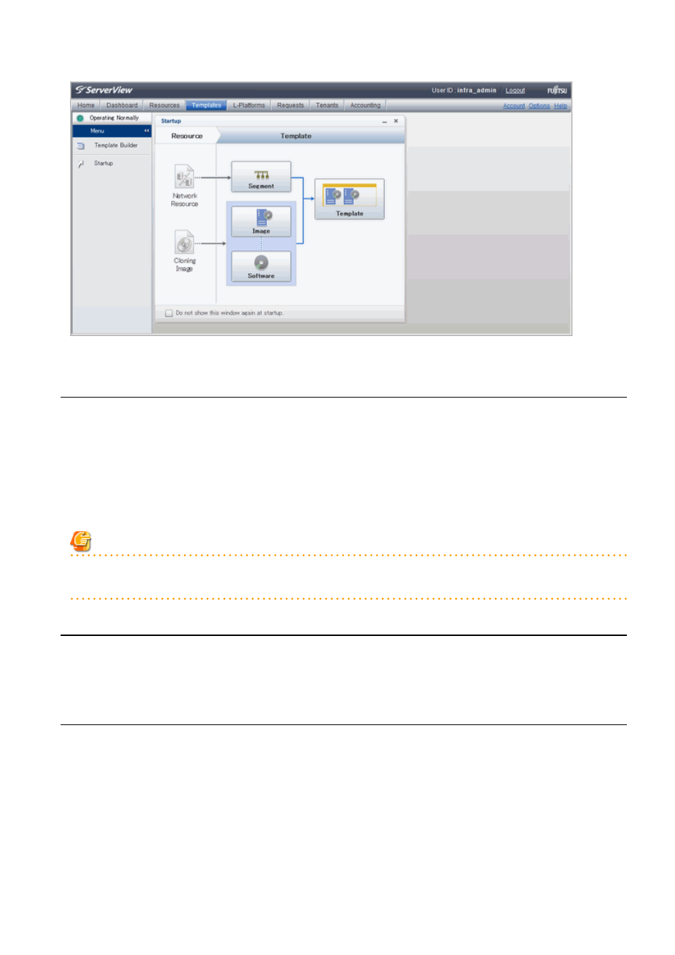 1 menu, 2 startup window, 3 l-platform template window | FUJITSU ServerView Resource Orchestrator Cloud Edition V3.1.0 User Manual | Page 84 / 180