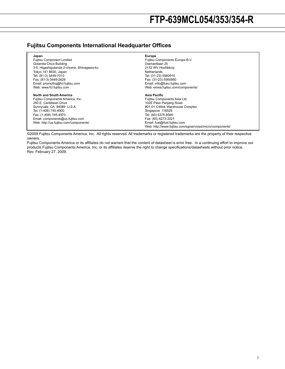 FUJITSU FTP-639MCL354-R User Manual | Page 7 / 7