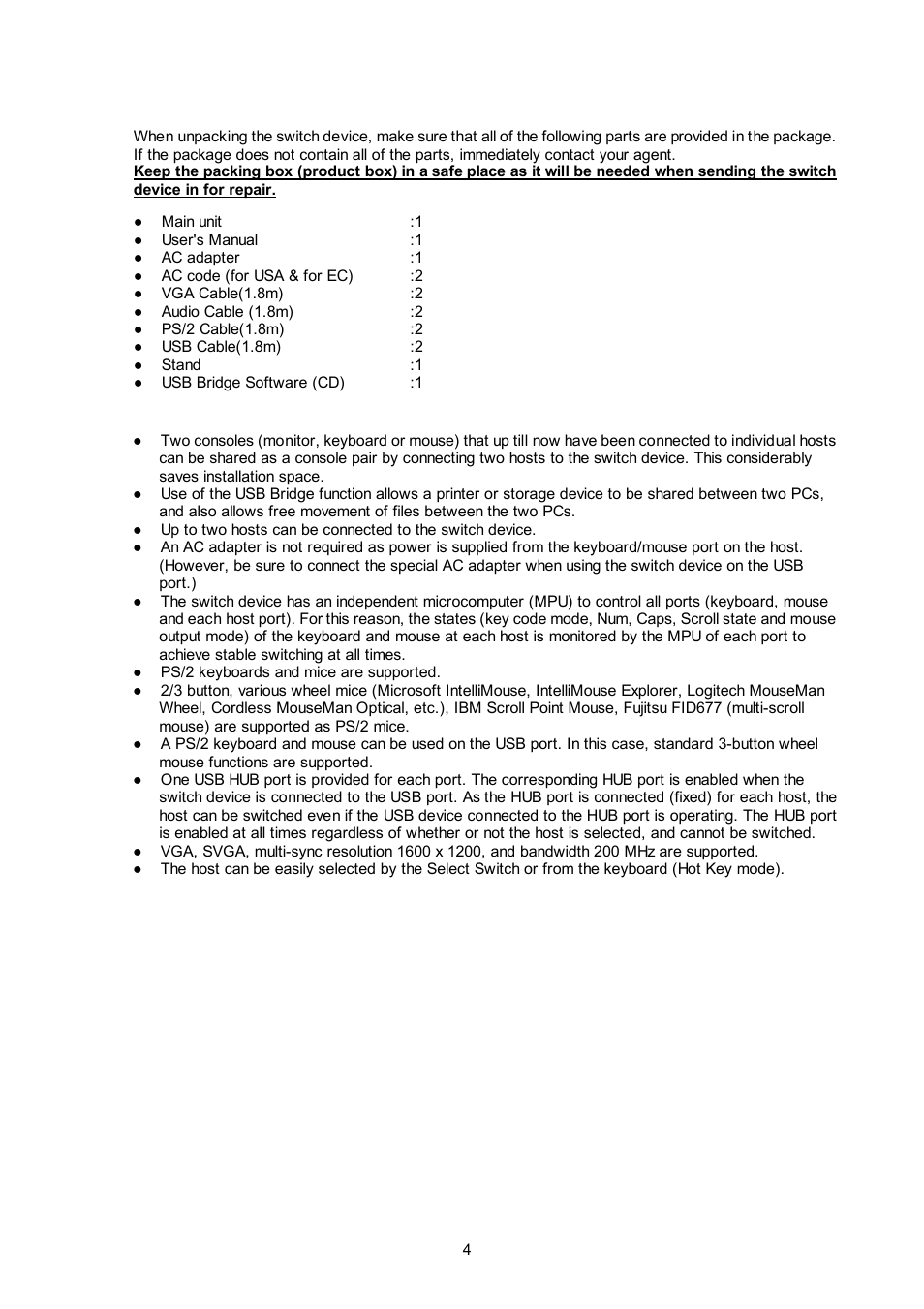 Checking the contents of the package, Characteristics | FUJITSU NC14003-T256/L User Manual | Page 5 / 23