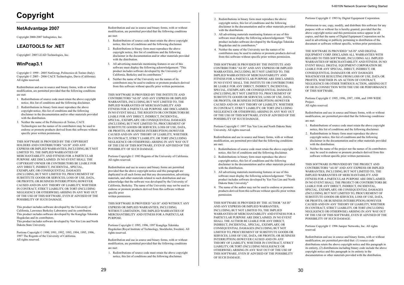 Copyright | FUJITSU Network Scanner fi-6010N User Manual | Page 20 / 21