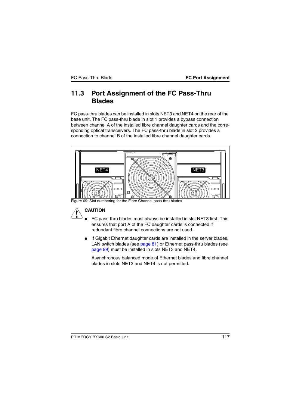 Port assignment of the fc pass-thru blades, 3 port assignment of the fc pass-thru blades | FUJITSU PRIMERGY BX600 S2 User Manual | Page 117 / 173