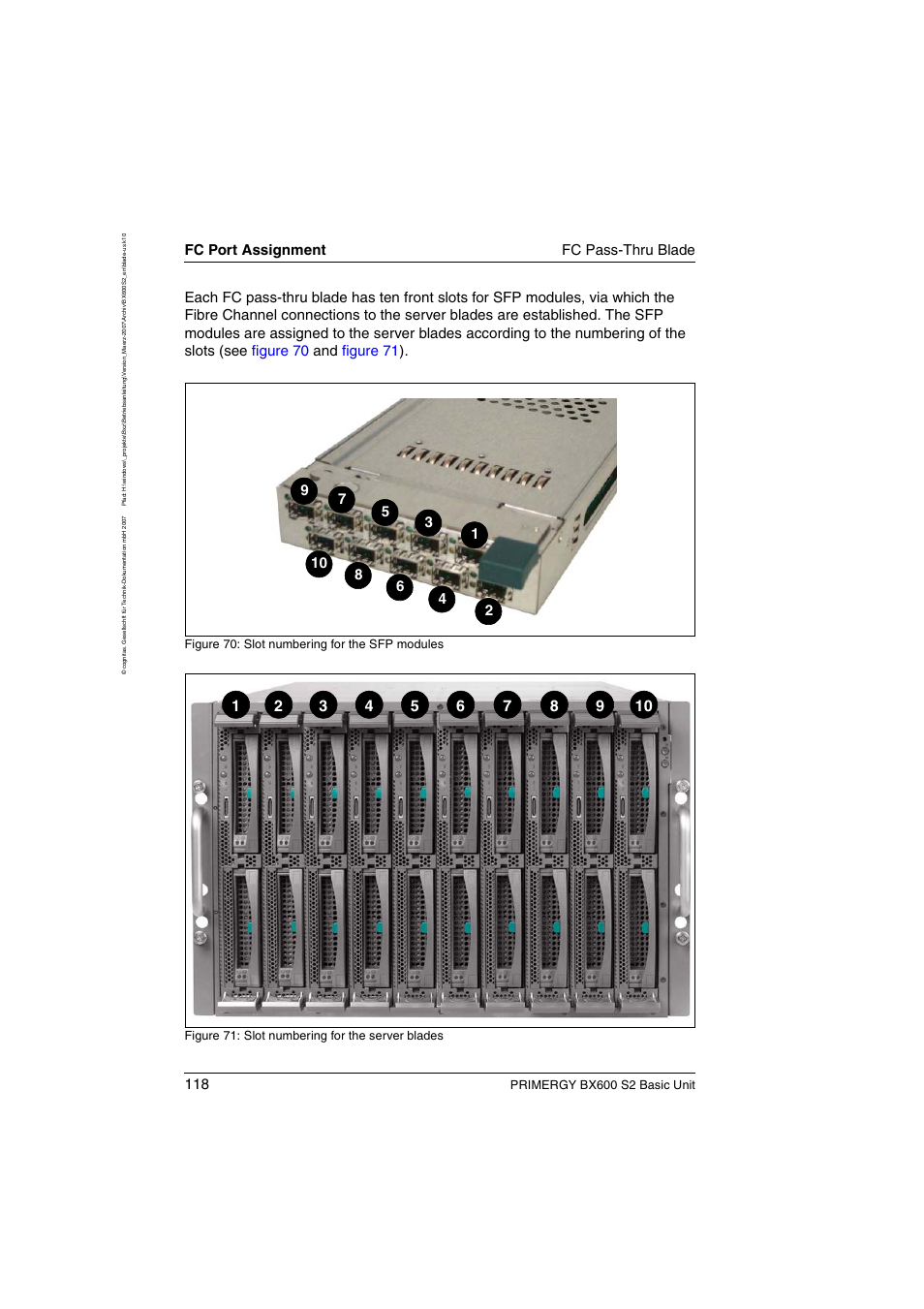Fc port assignment fc pass-thru blade, Primergy bx600 s2 basic unit | FUJITSU PRIMERGY BX600 S2 User Manual | Page 118 / 173