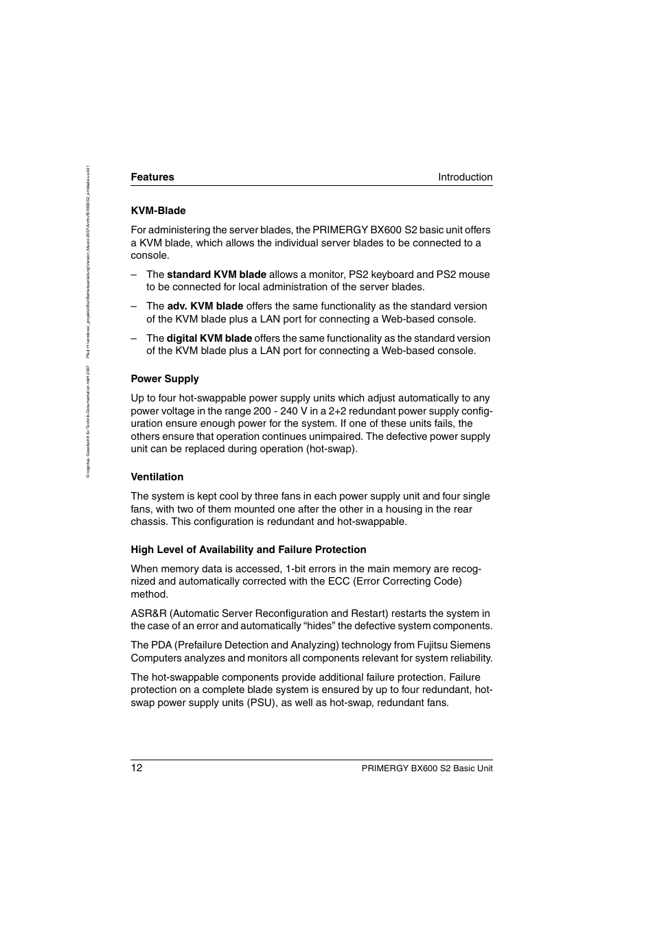 Features introduction, Primergy bx600 s2 basic unit | FUJITSU PRIMERGY BX600 S2 User Manual | Page 12 / 173