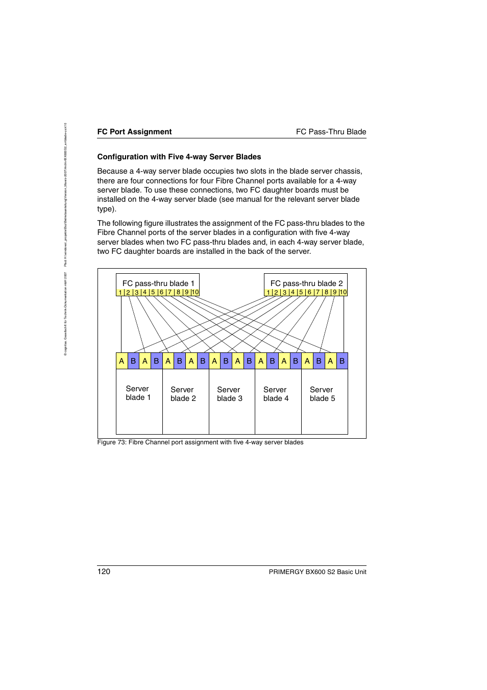 Fc port assignment fc pass-thru blade, Fc pass-thru blade 2, Primergy bx600 s2 basic unit | FUJITSU PRIMERGY BX600 S2 User Manual | Page 120 / 173