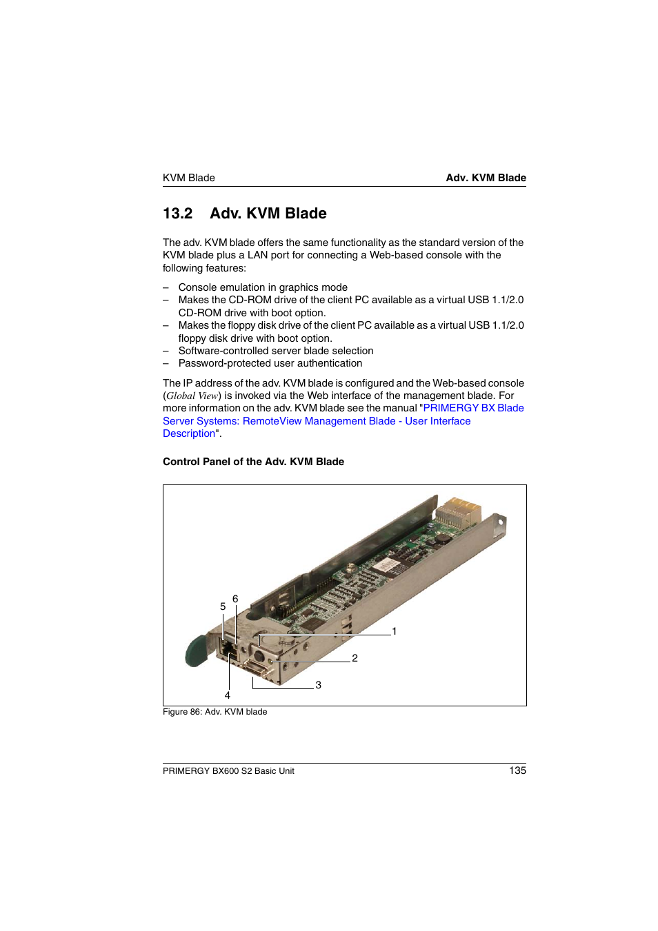 Adv. kvm blade, 2 adv. kvm blade | FUJITSU PRIMERGY BX600 S2 User Manual | Page 135 / 173