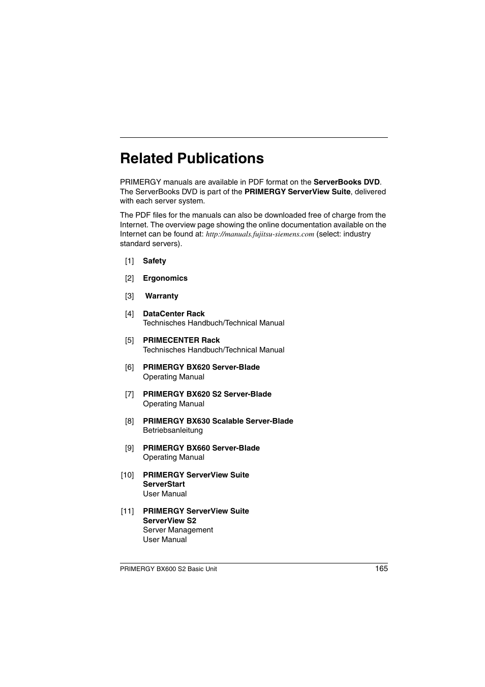 Related publications, Related publica, Related publications” on | FUJITSU PRIMERGY BX600 S2 User Manual | Page 165 / 173
