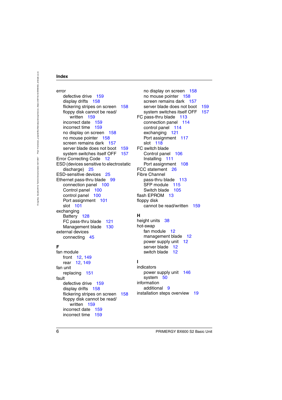 Index | FUJITSU PRIMERGY BX600 S2 User Manual | Page 170 / 173