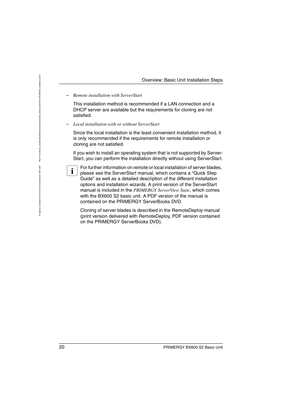Overview: basic unit installation steps, Primergy bx600 s2 basic unit | FUJITSU PRIMERGY BX600 S2 User Manual | Page 20 / 173
