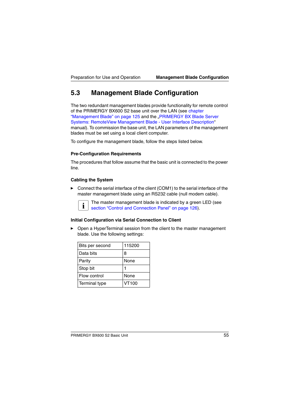 Management blade configuration, 3 management blade configuration | FUJITSU PRIMERGY BX600 S2 User Manual | Page 55 / 173