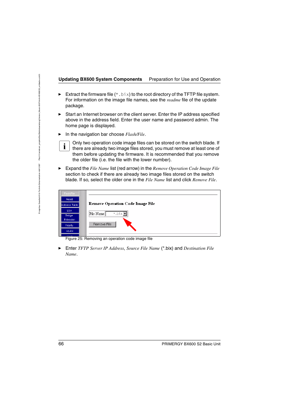 Primergy bx600 s2 basic unit, Figure 25: removing an operation code image file | FUJITSU PRIMERGY BX600 S2 User Manual | Page 66 / 173