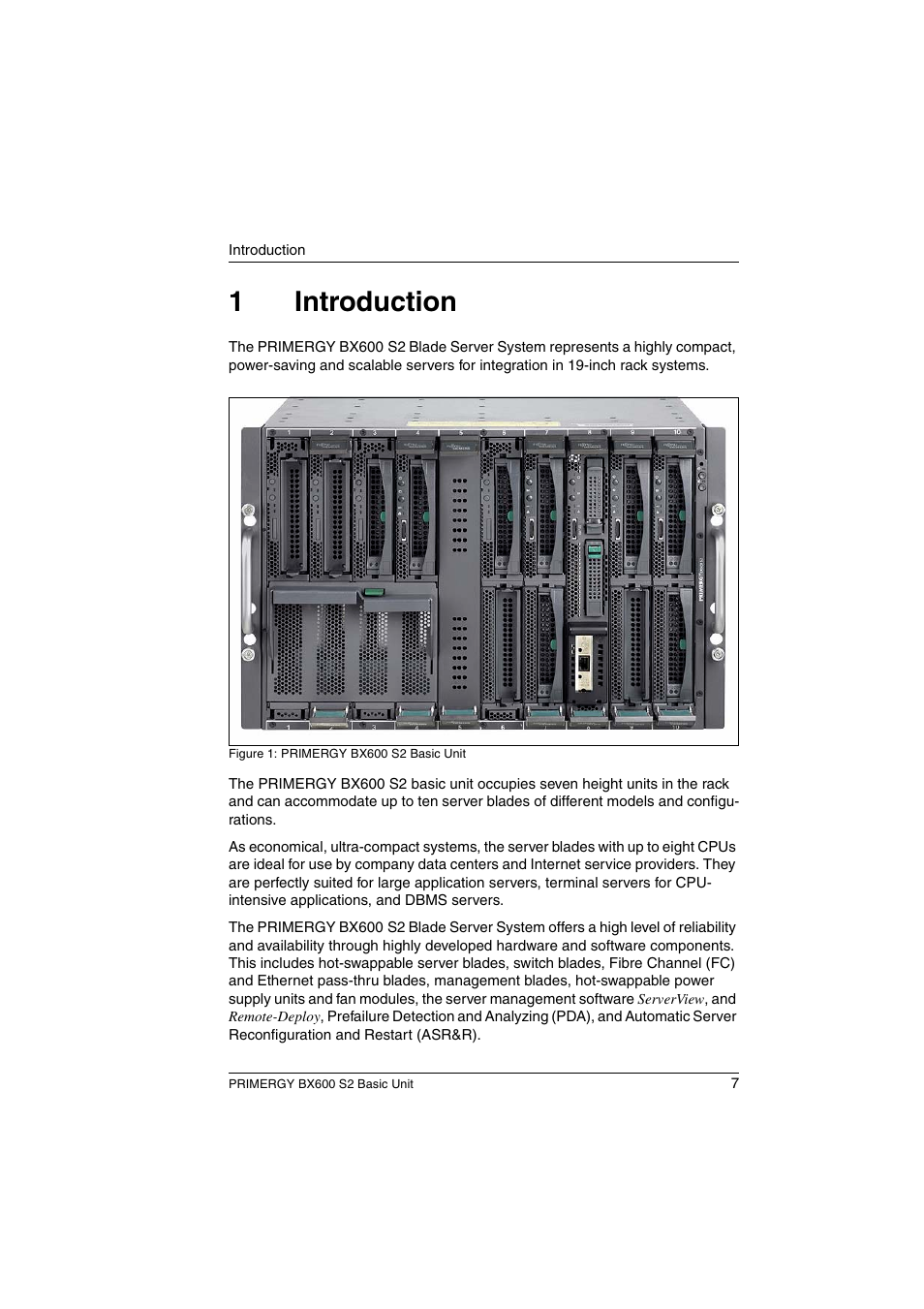 Introduction, 1introduction | FUJITSU PRIMERGY BX600 S2 User Manual | Page 7 / 173