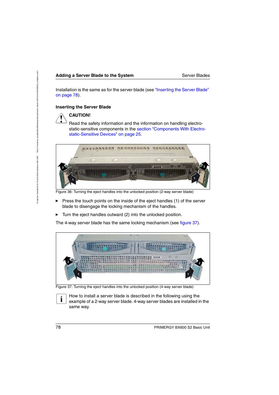 Adding a server blade to the system server blades, Primergy bx600 s2 basic unit | FUJITSU PRIMERGY BX600 S2 User Manual | Page 78 / 173