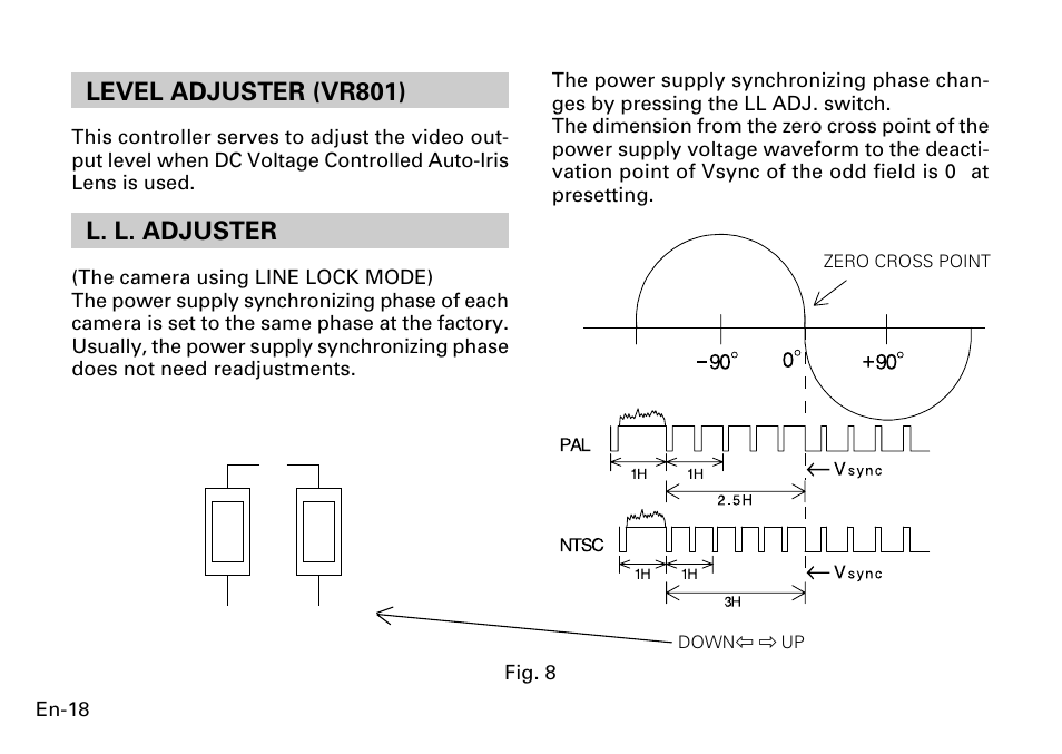 L. l. adjuster level adjuster (vr801) | FUJITSU CG-311 SERIES User Manual | Page 20 / 83