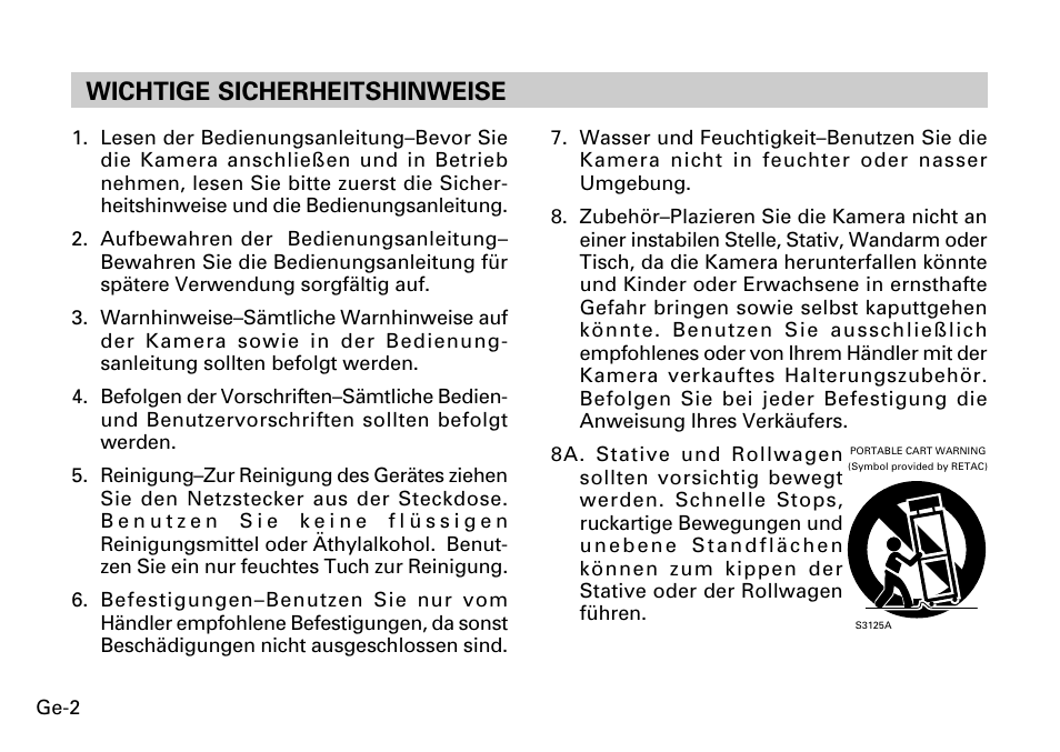 Wichtige sicherheitshinweise | FUJITSU CG-311 SERIES User Manual | Page 24 / 83