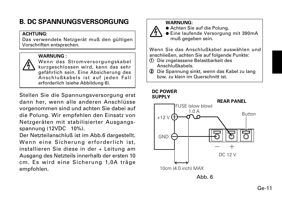 B. dc spannungsversorgung | FUJITSU CG-311 SERIES User Manual | Page 33 / 83