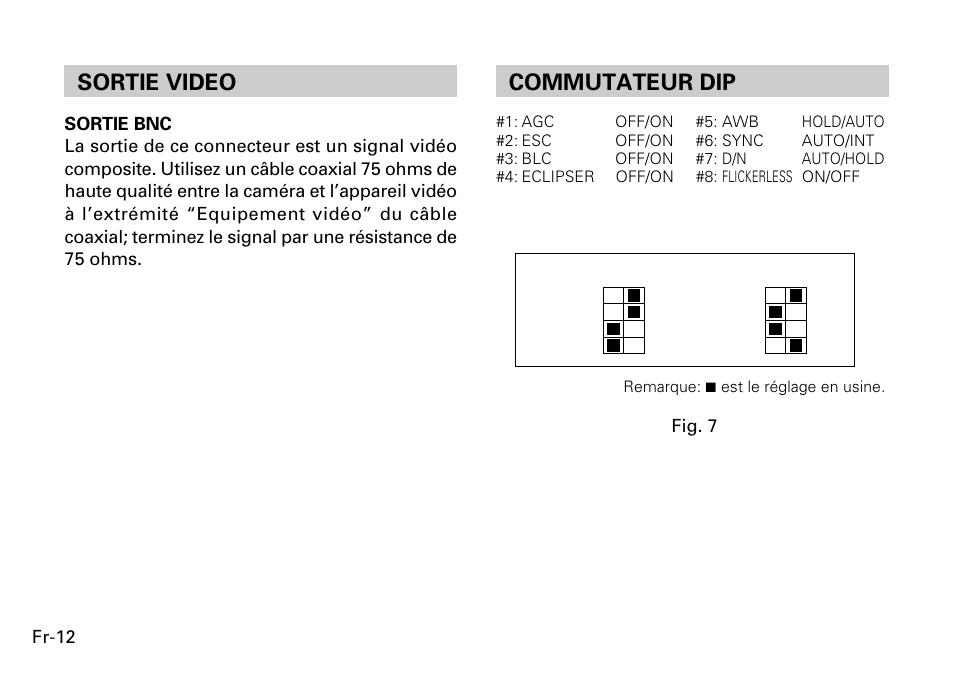 Sortie video, Commutateur dip | FUJITSU CG-311 SERIES User Manual | Page 54 / 83