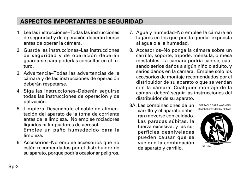 Aspectos importantes de seguridad | FUJITSU CG-311 SERIES User Manual | Page 64 / 83