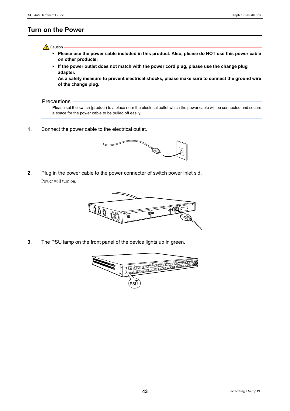 Turn on the power | FUJITSU XG0448 User Manual | Page 43 / 49