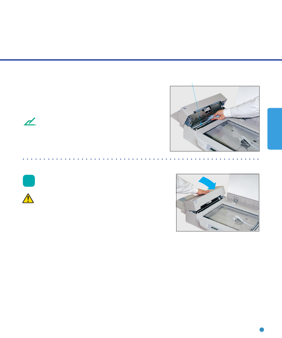 Cleaning, Sheet guide (white part): wipe the sheet guide, Close the adf to lock the adf lever | Sheet guide (white part), Caution, Don’t wipe the pad rubbers with the f2 cleaner | FUJITSU fi-4640S User Manual | Page 27 / 61