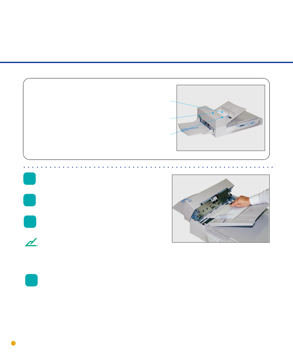 Clearing paper jams, Clearing paper jams -2, Remove all the documents from the adf paper chute | Pull the adf lever to open the adf, Remove the jammed document(s), Close the adf so that the adf lever locks, Document adf adf lever | FUJITSU fi-4640S User Manual | Page 42 / 61